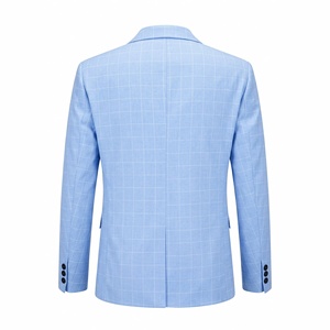 <span class=keywords><strong>Blazer</strong></span> da uomo a quadri azzurro chiaro, monopetto, con revers a revers, vestibilità slim, casual, <span class=keywords><strong>giacca</strong></span> sportiva, <span class=keywords><strong>giacca</strong></span> da lavoro - Product Image 4