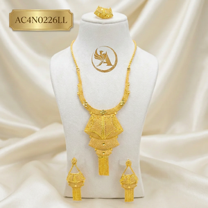 New Arrival Trendy Classic Flower Box Chain Long <b>Necklace</b> Set Earrings <b>Rings</b> 18K Gold Plated Fashion Jewelry - Product Image 1
