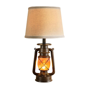 Retro Lantern Led Flame Effect Table Lamp Metal Base <b>With</b> Shade For Home Decor Christmas <b>Lighting</b> - Product Image 5