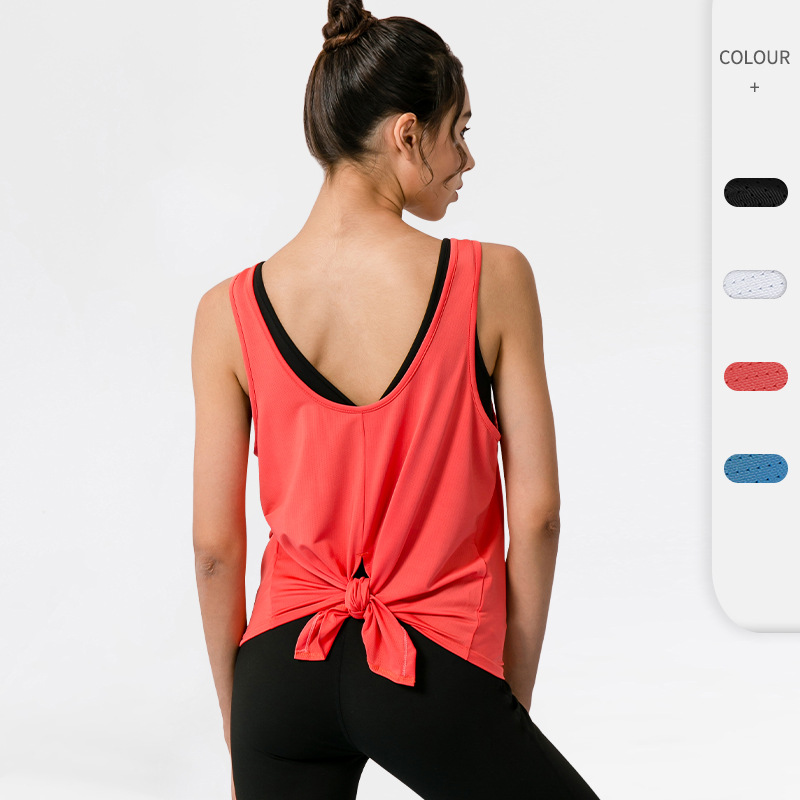 Custom logo Women's Breathable U Neck Sports Tops Muscle Shirt Quick Dry Loose Running Workout Gym Singlet Yoga Women Tank Top