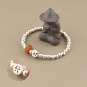 999 Pure <b>Silver</b> Bracelet With Amber <b>Beads</b> Unisex Gift Jewelry - Product Image 2