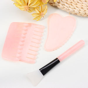 หวีหยกควอตซ์กุหลาบสำหรับนวดผมผ่อนคลาย,เครื่องมือบำบัดด้วยการขูดกัวซาหินธรรมชาติ100% - Product Image 4