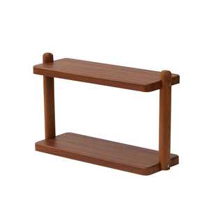 Double Layer Solid Wood <b>Desktop</b> <b>Shelf</b> Storage Rack For Desk Organizing Cosmetics Figurines Multipurpose Display Stand - Product Image 5