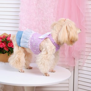 Cute and refreshing pet <b>dress</b> for <b>weddings</b>, purple bow-adorned <b>dog</b> <b>dress</b>, summer breathable pet <b>dress</b>. - Product Image 2