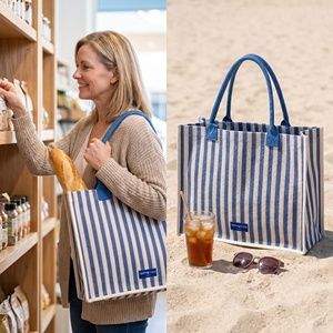 Factory Price Women <b>Shoulder</b> Handbag Cotton Yarn Dyed <b>Large</b> Capacity Shopping Tote <b>Bag</b> with Printed Logo <b>Bags</b> For Travel - Product Image 3