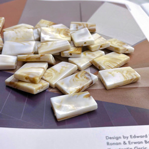 Acrylic Two-Tone Imitation Seashell Rectangular Beads For Jewelry Making 12x8mm Injection Molded ABS Material - Product Image 4