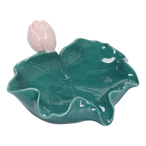 Lotus Soap Dish Ceramic Leaf Shape Self Drain For Bathroom Home Decor - Product Image 5