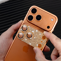 Protection d'objectif photo de luxe entièrement ornée de strass, en verre trempé 9H en aluminium, anti-rayures, pour iPhone 17 Pro Max 15 Pro