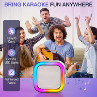 Ensemble de karaoké miniature tout-en-un K12 avec éclairage LED RVB, microphone sans fil double 5W Bluetooth, alimenté par batterie, pour les familles