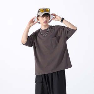 High-end Round Collar <b>Pocket</b> T-<b>shirt</b> Custom Oversized 100% Cotton Short Sleeve Silk Screen Printing Solid - Product Image 3