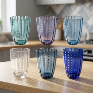 Set di 6 Bicchieri d'Acqua Kalahari Ocean da 300ml, Design Moderno a Righe, Lavabili in Lavastoviglie, per Feste, Bicchieri Premium - Product Image 2