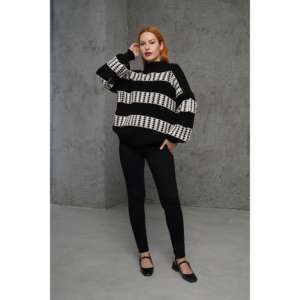 Pull noir pour femme à manches longues, décontracté, hiver, anti-boulochage, tricoté - Product Image 4