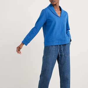 Custom Solid Casual High Quality Breathable Anti-pilling Cotton Rich <b>Shawl</b> Neck Women Sweatshirt - Product Image 2