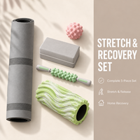 Ensemble de récupération et d'étirement yoga 5-en-1 en gros : Rouleau en mousse, Tapis, Bloc EVA, Bâton de massage musculaire, Ballon à picots