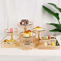 Bestseller 9-teiliges Set Gold Aluminiumlegierung Hochzeitsdekoration Zubehör Dessert-Tisch Präsentationsset Hochzeitstortenständer
