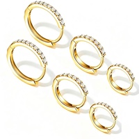 Anting Hoop Huggie Zirkonia Kubik Grosir Berlapis Emas 18K Baja Tahan Karat CZ Mini Click-Top Perhiasan Wanita Custom OEM