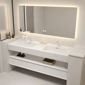 현대 디자인 수지 인공 돌 매트 화이트 서클 손 코리안 더블 싱크 욕실