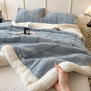 Bán buôn tùy chỉnh phòng ngủ phòng khách giả Lông Mùa Đông thân thiện với môi dày ấm mềm hai mặt lông cừu Sherpa ném chăn - Product Image 6