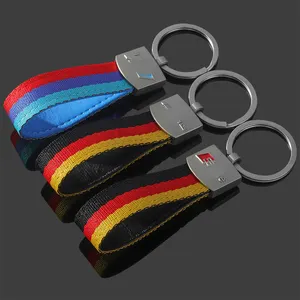 Трехцветный спортивный нейлоновый плетеный ремень автомобильный брелок для ключей кулон подарки кольцо для ключей из цинкового сплава