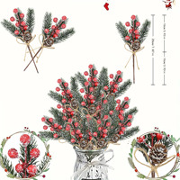 Décorations de Noël personnalisées Bouquet de baies rouges Flocon de neige Corde de chanvre Aiguilles de pin Cônes de pin Mousse 20cm Usine Jinshida