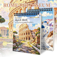 Cuaderno de Artista Personalizado con Tapa Dura Estilo Pintura al Óleo Vintage, Bloc de Dibujo Grande con Encuadernación Superior para Dibujos Detallados de Paisajes