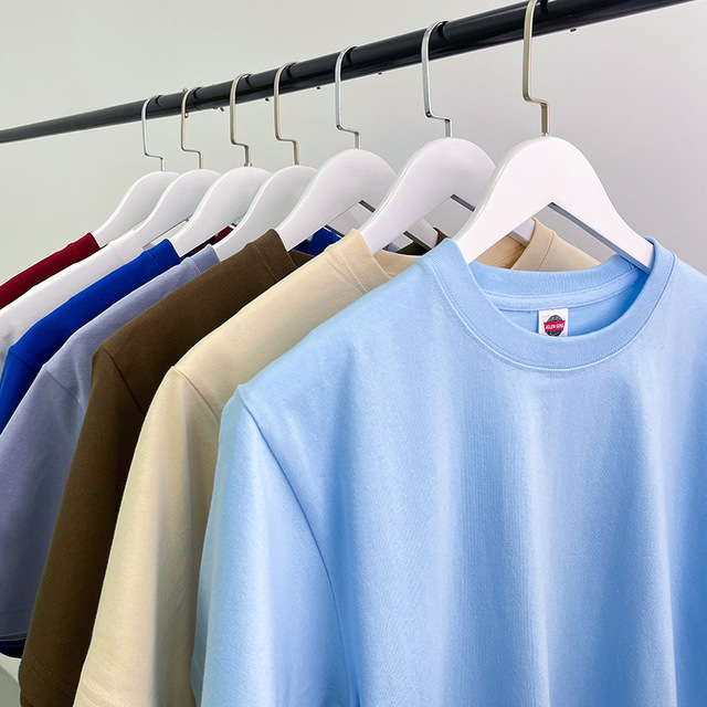 250g Heavyweight Crew Neck Printed T-shirts for Men 100% Cotton New Solid Color Loose Casual Style High Quality Custom Knitted