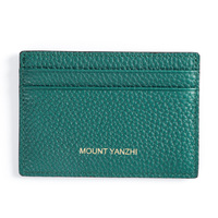 Dompet Kartu Kulit Asli OEM Grosir Fashion, Cetak Logo Kustom, Polos, Tempat Kartu Identitas/Kredit/Nama, Tanpa Penutup, Unisex