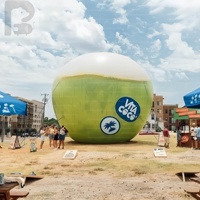 Ballon gonflable géant en forme de coque de noix de coco verte de 3 m avec logo LED personnalisé, idéal pour festivals de musique sur la plage et événements promotionnels.