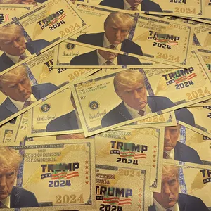 Livraison gratuite personnalisé 2024 amérique 45e président Donaldtrump Souvenir en plastique billet de banque plaqué feuille d'or 24K