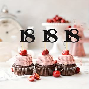 Decoración para cupcakes <span class=keywords><strong>de</strong></span> <span class=keywords><strong>18</strong></span> <span class=keywords><strong>cumpleaños</strong></span>, color negro, al por mayor, decoración para cupcakes <span class=keywords><strong>de</strong></span> <span class=keywords><strong>18</strong></span> años, decoración para pasteles <span class=keywords><strong>de</strong></span> aniversario número <span class=keywords><strong>18</strong></span> - Product Image 3