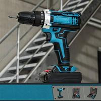 Perceuse sans fil 21V au lithium-ion, multifonction, avec poignée pistolet, deux batteries et chargeur, pour usage domestique, perçage à percussion, modèle international