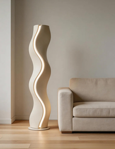 Lampe de sol blanche minimaliste LED, lumière chaude, hauteur réglable, commande tactile, corps en plastique, design cylindrique, usage résidentiel - Product Image 6
