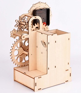 Wooden 3D <strong>Jigsaw</strong> Puzzle Clock Gear Clockwork Music Box Pen <strong>Holder</strong> DIY Handmade Toys for Children Educational Model Building Kits - Product Image 2