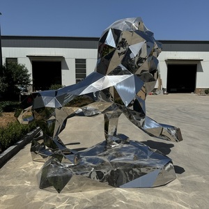 Estatua al aire libre pulida escultura animal <span class=keywords><strong>de</strong></span> Metal decorativa <span class=keywords><strong>de</strong></span> jardín <span class=keywords><strong>de</strong></span> León <span class=keywords><strong>de</strong></span> acero inoxidable <span class=keywords><strong>de</strong></span> tamaño real a la venta - Product Image 2