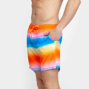 Shorts de bain pour hommes, taille mi-haute élastique, séchage rapide, 100% polyester, motif uni, boardshorts - Product Image 4