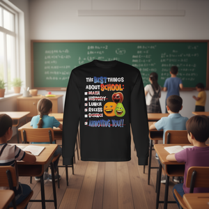 Las mejores cosas de la escuela, matemáticas, historia, almuerzo, descanso, camiseta de manga larga - Product Image 3