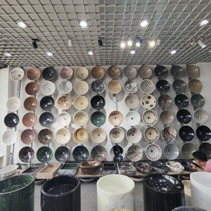 Lavabo de Baño Independiente Estilo Wabi Sabi - Lavabo <span class=keywords><strong>con</strong></span> <span class=keywords><strong>Pedestal</strong></span> de Piedra Artificial Artística de Travertino Amarillo - Product Image 6