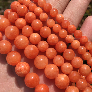 Perles en pierre de jade orange rondes en gros 6/8/10/12MM, perles lâches pour la fabrication de <span class=keywords><strong>bijoux</strong></span> DIY, <span class=keywords><strong>bracelets</strong></span> et colliers - Product Image 5