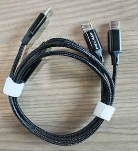 Câble USB-C tressé 2-en-1 60W multifonction à <span class=keywords><strong>prix</strong></span> abordable pour transfert de données pour smartphone et ordinateur portable - Product Image 2