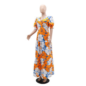 Y10357 Vestidos de Verano Modernos para Mujer, Casuales, Elegantes, con Cuello en V, Manga Abullonada, Estampado Bohemio, para Oficina - Product Image 4