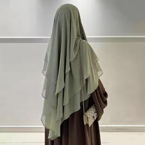 Hijab Lanqiong in poliestere traspirante a strato singolo, modesto ed elasticizzato, con laccio posteriore alla francese, lungo per la <span class=keywords><strong>preghiera</strong></span>, per donne musulmane, primavera, Eid, matrimonio - Product Image 6