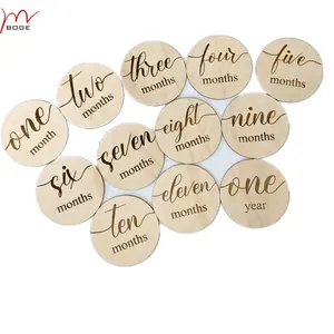 6 pièces de 12 disques créatifs en bois, faites à la main, souvenirs de Photo de nouveau-né, souvenir de fête de naissance - Product Image 1