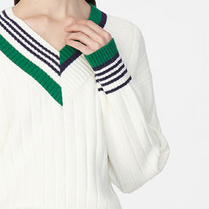 <span class=keywords><strong>Maglia</strong></span> a manica lunga nuovi vestiti autunnali da donna maglione <span class=keywords><strong>oversize</strong></span> bianco scollo a v - Product Image 6