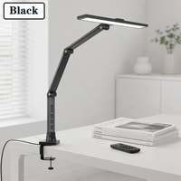 Lampe de bureau LED à bras flexible et pince simple, télécommande électrique, intensité réglable, CRI 90 élevé, design minimaliste, protection oculaire, pour lecture