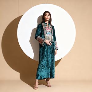 Robe Abaya de Soirée Élégante en Polyester avec Strass Thermocollants de Luxe pour Femmes Musulmanes – Vente en Gros Personnalisée - Product Image 2