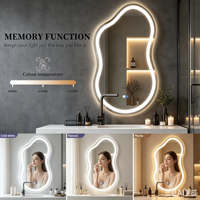Espejo de Vanidad Moderno con Forma de Nube Irregular, LED, Control Táctil Inteligente, Antivaho, 3 Colores, Luz Regulable, para Colgar en la Pared