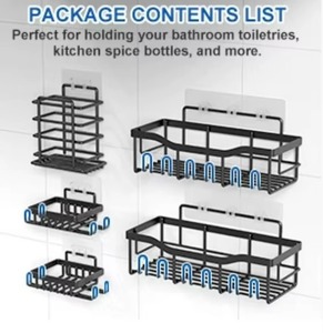 Giá để đồ nhà tắm YOTO 5 món, chất liệu thép carbon không gỉ, kệ góc nhà tắm, giá xà phòng, hộp đựng đồ nhà tắm - Product Image 5