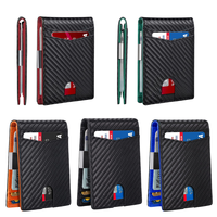 Portefeuille fin et portable en microfibre avec fenêtre pour permis de conduire, plusieurs emplacements pour cartes et pince à billets pour hommes d'affaires