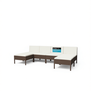 Ensemble de meubles de jardin brun crème blanc 6 places résistant aux intempéries design contemporain pour l'extérieur - Product Image 1