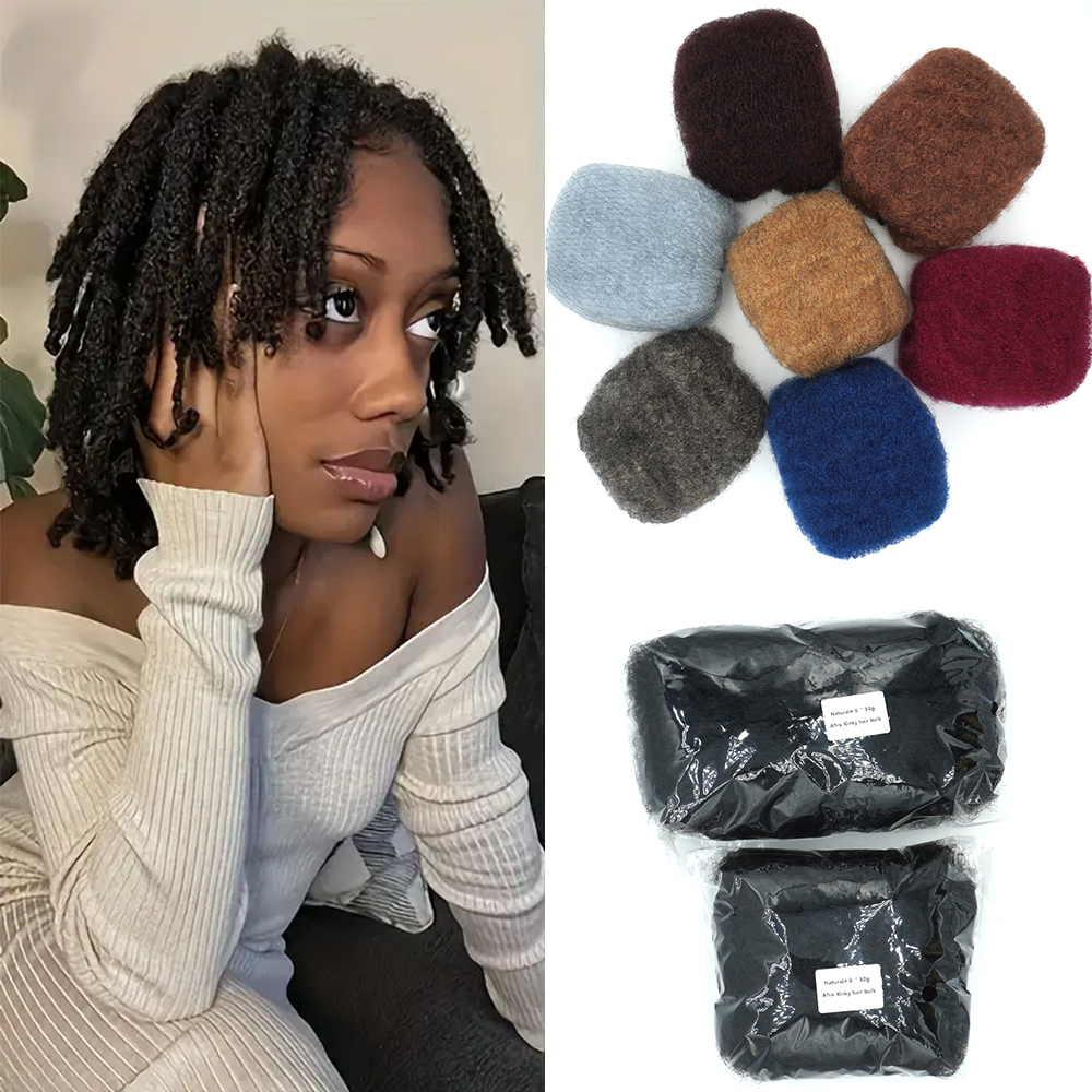 KAMA Afro Kinkys High Quality Wholesale 8-28inches Natural/30g  Afro Bulk Human Hair Kinky for Dreads Locs Repair & Braids